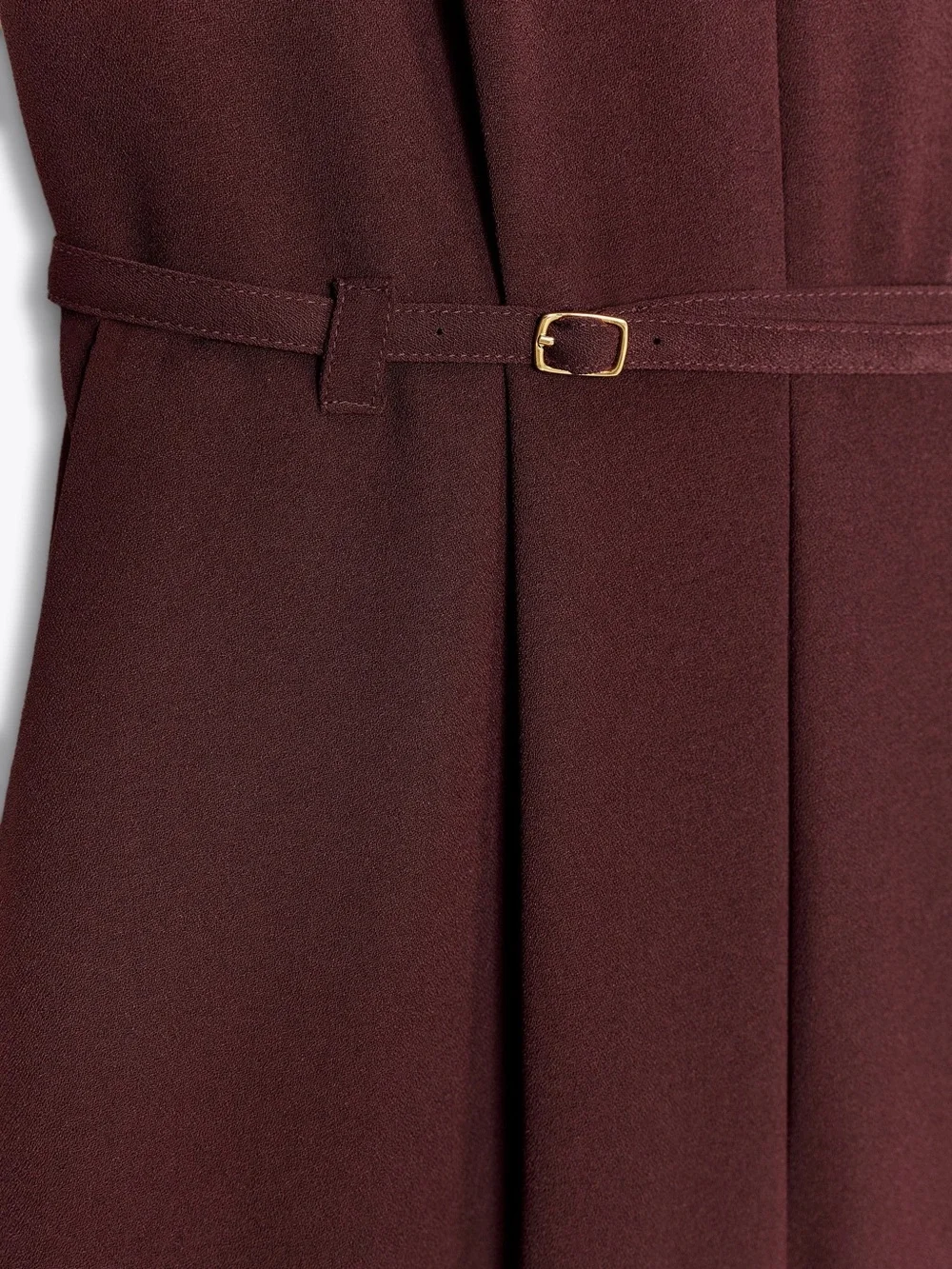 Zara Wide-Leg Belted Jumpsuit Maroon Size Small Elegant V-Neck Wide Leg - Picture 6 of 16